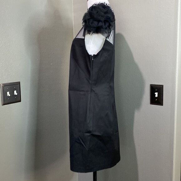 Pearl GEORGINA CHAPMAN of MARCHESA Black Grosgrain Dress Tulle Flowers - Picture 9 of 15